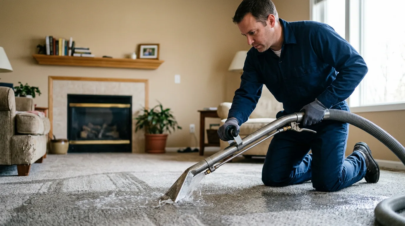 Water damage restoration technician working near Stockton, CA